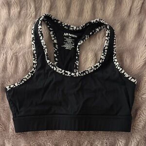 ALL ACCESS Black Sports Bra with Patterned Trim